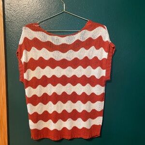Orange and White Striped Knit Top